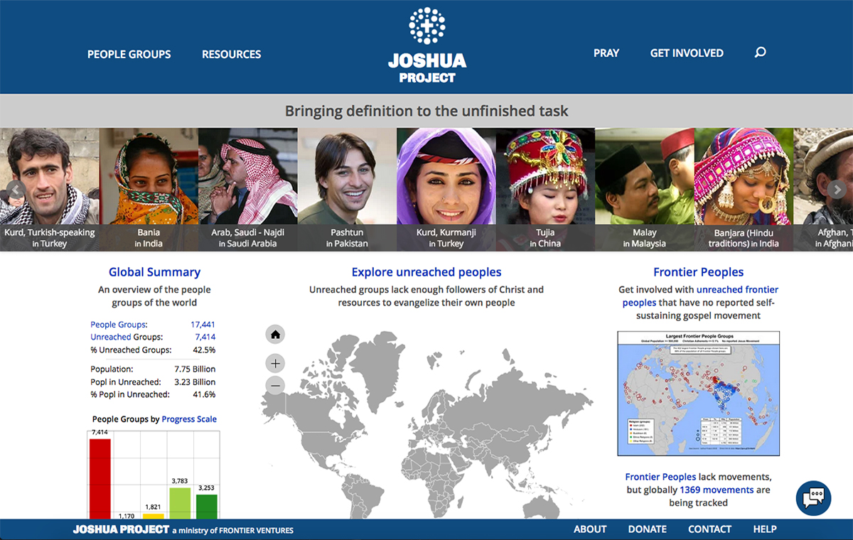 Joshua Joshua Project website preview.