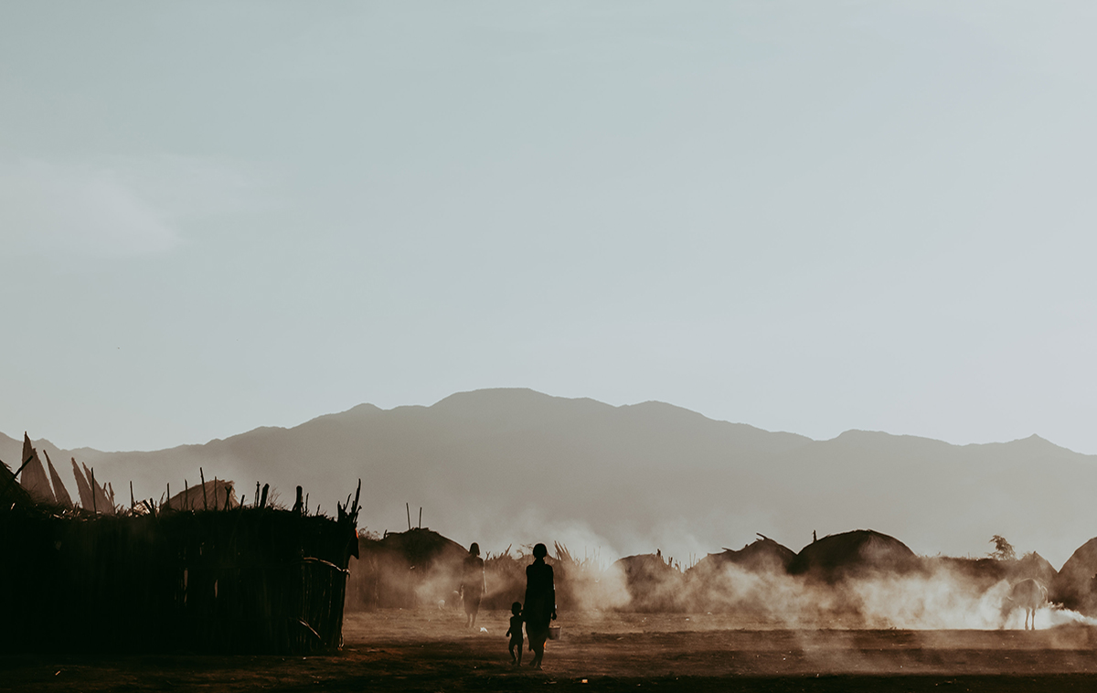People walking at a distance.