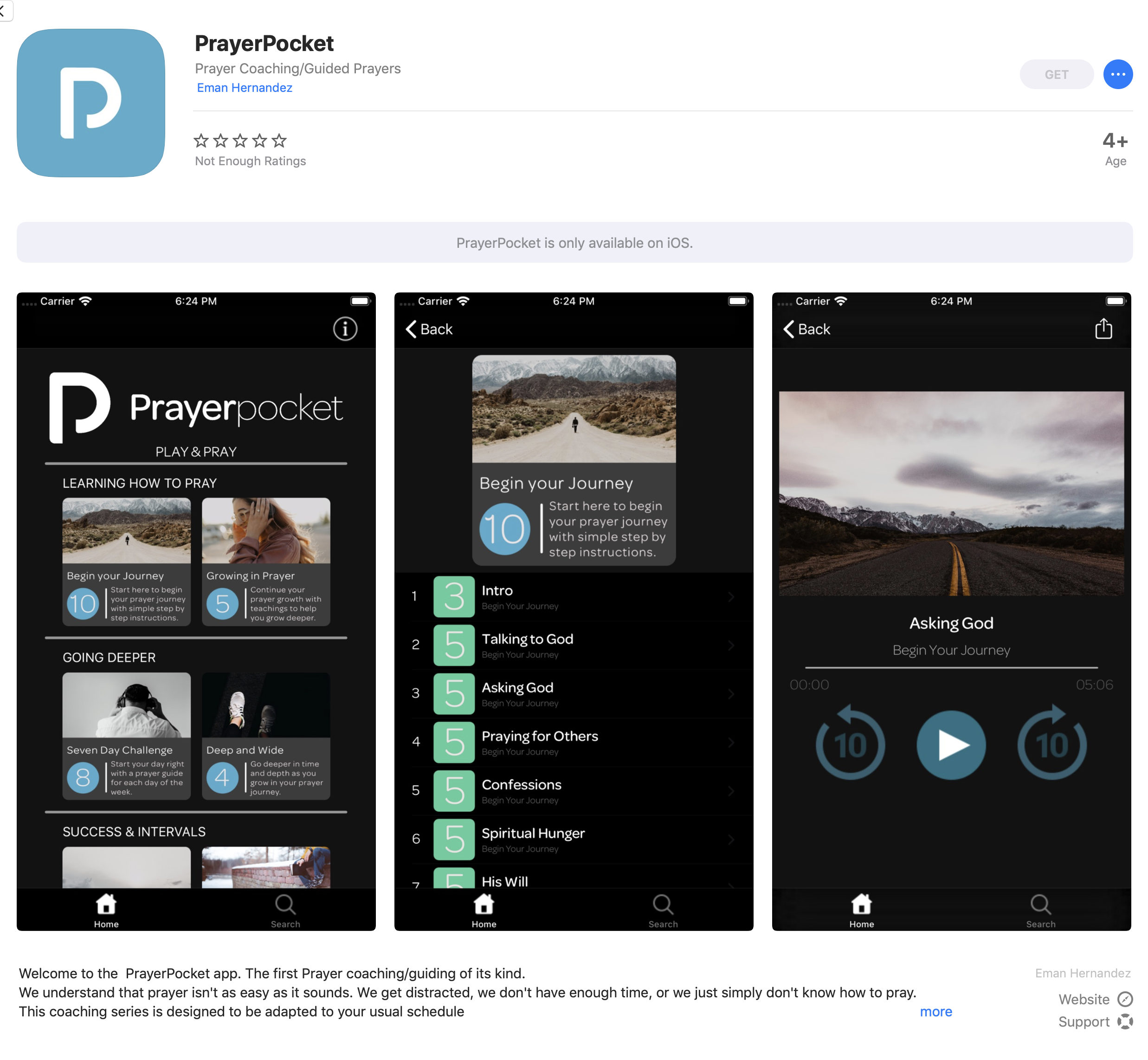 Prayer Pocket App preview.